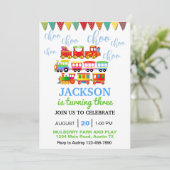 Invitation Fête d'anniversaire Train Mignon Choo Choo (Debout devant)