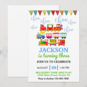 Invitation Fête d'anniversaire Train Mignon Choo Choo (Devant / Derrière)