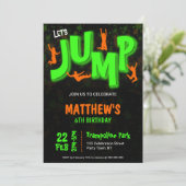 Invitation Fête d'anniversaire trampoline peinture orange ver (Debout devant)