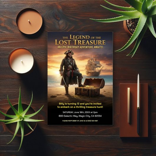 Invitation Fête d'anniversaire Trésor de pirate perdu