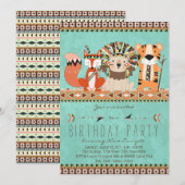 Invitation Fête d'anniversaire tribale pour enfants (Devant / Derrière)