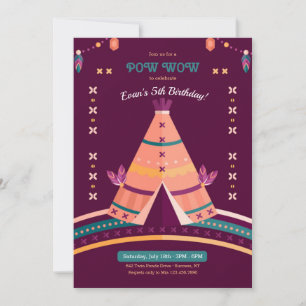 Invitation Fête d'anniversaire Tribale Tipi
