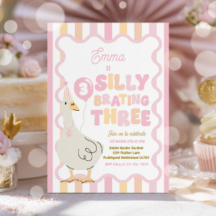Invitation Fête d'anniversaire trois ans de l'oie idiote
