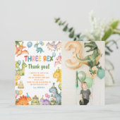 Invitation Fête d'anniversaire Trois Rex Dinosaure 3 ans (Debout devant)