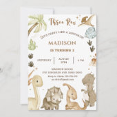 Invitation Fête d'anniversaire Trois Rex Dinosaure 3 ans (Devant)