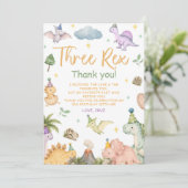 Invitation Fête d'anniversaire Trois Rex Dinosaure 3 ans (Debout devant)