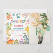 Invitation Fête d'anniversaire Trois Rex Dinosaure 3 ans (Devant)