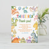 Invitation Fête d'anniversaire Trois Rex Dinosaure 3 ans  (Debout devant)