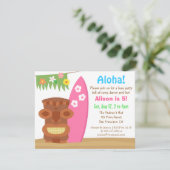 Invitation Fête d'anniversaire Tropical Hawaii Tiki Luau Beac (Debout devant)