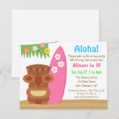 Invitation Fête d'anniversaire Tropical Hawaii Tiki Luau Beac (Devant / Derrière)