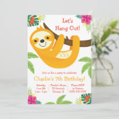 Invitation Fête d'anniversaire Tropical Sloth (Debout devant)