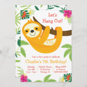 Invitation Fête d'anniversaire Tropical Sloth (Devant / Derrière)