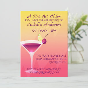 Invitation Fête d'anniversaire Tropical Tini Older
