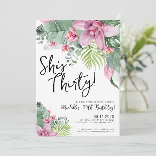 Invitation Fête d'anniversaire tropicale (Debout devant)