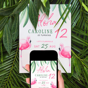 Invitation Fête d'anniversaire tropicale Aloha pour enfants F