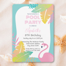 Fête d'anniversaire tropicale au bassin avec flama