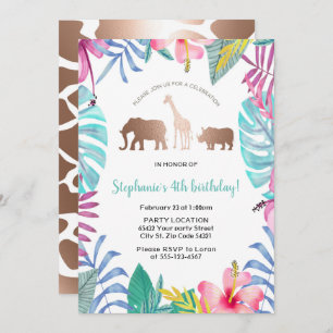Invitation Fête d'anniversaire tropicale de safari