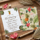 Invitation Fête d'anniversaire tropicale - Feuilles d'ananas