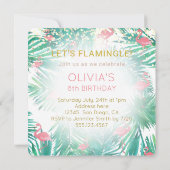 Invitation fête d'anniversaire tropicale flamingo (Dos)