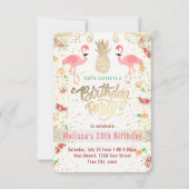 Invitation fête d'anniversaire tropicale flamingo (Devant)