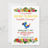 Invitation Fête d'anniversaire tropicale Parrot coloré (Devant)