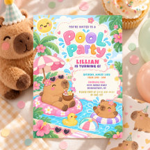 Fête d'anniversaire tropicale piscine capybara Eté