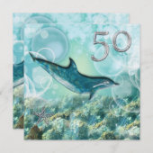 Invitation Fête d'anniversaire tropicale sur la 50e plage (Devant / Derrière)