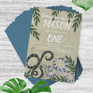 Invitation Fête d'anniversaire tropicale Zoo Serpent Reptile