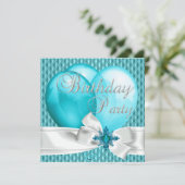 Invitation Fête d'anniversaire Turquoise Bleu Bleu Blancs Bal (Debout devant)