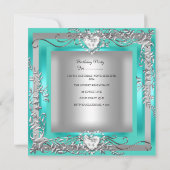 Invitation Fête d'anniversaire Turquoise bleu turquoise argen (Dos)