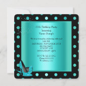 Invitation Fête d'anniversaire Turquoise bleu turquoise noir (Dos)