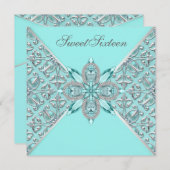 Invitation Fête d'anniversaire Turquoise bleue (Devant / Derrière)