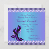 Invitation Fête d'anniversaire turquoise bleue et violette (Dos)