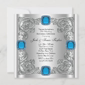 Invitation Fête d'anniversaire turquoise Blue Silver (Dos)