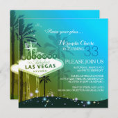 Invitation Fête d'anniversaire Turquoise de Las Vegas (Devant / Derrière)