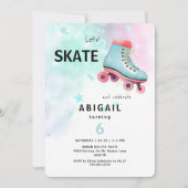 Invitation Fête d'anniversaire turquoise de roller skating de (Devant)