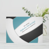 Invitation Fête d'anniversaire turquoise de volley-ball noir (Debout devant)