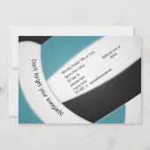 Invitation Fête d'anniversaire turquoise de volley-ball noir (Dos)