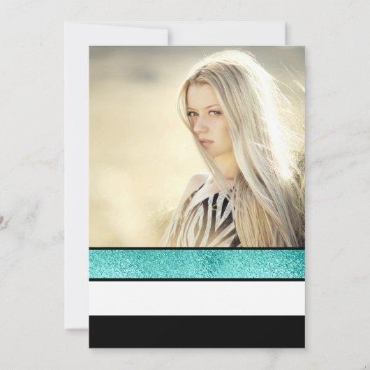 Invitation fête d'anniversaire Turquoise en sweet sixteen noi (Dos)