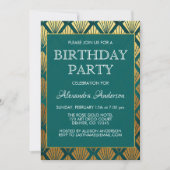Invitation Fête d'anniversaire turquoise et Gold Foil Art déc (Devant)
