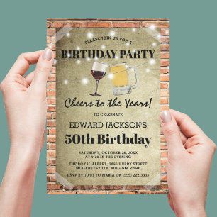 Invitation Fête d'anniversaire urbaine rustique À la santé