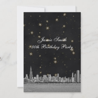 Invitation Fête d'anniversaire V de la skyline de Chicago en