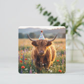 Invitation Fête d'anniversaire Vache des Highlands  (Debout devant)