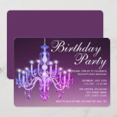 Invitation Fête d'anniversaire vénitienne élégante du lustre (Devant / Derrière)