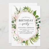 Invitation Fête d'anniversaire verdure Eucalyptus Botanique (Devant / Derrière)