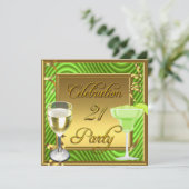 Invitation Fête d'anniversaire vert lime or 21 ans (Debout devant)