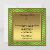 Invitation Fête d'anniversaire vert lime or 21 ans (Dos)