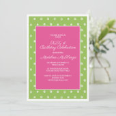 Invitation Fête d'anniversaire Vert Rose avec Points Blancs (Debout devant)