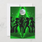Invitation Fête d'anniversaire verte de danse disco (Devant)