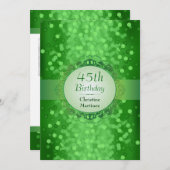 Invitation Fête d'anniversaire verte de photo de Bokeh (Devant / Derrière)